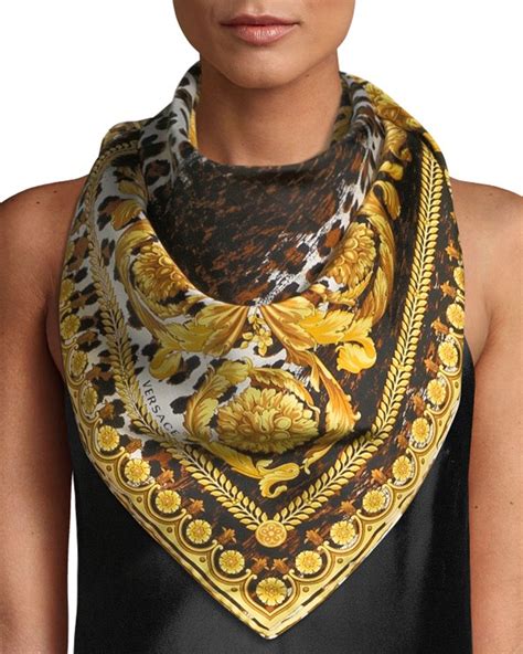 versace collection silk shawl with collage barock pattern